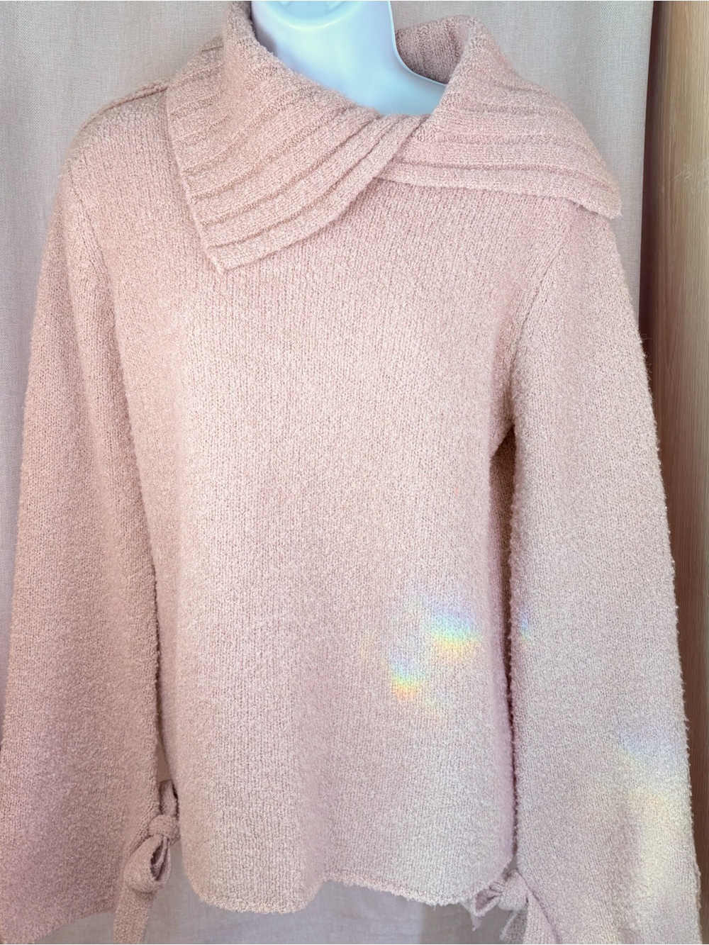 🌸 Brochu Walker Blush Bouclé Tie Cuff Sweater XS